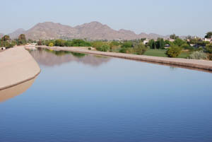 One of the canals that carry water from the Colorado River to Phoenix. Pollack's court case could overturn the way water is claimed and distributed throughout the Southwest.