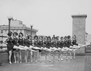Scandal split the campus when, in 1921, the Law fraternity was found to have entertained chorus girls of the type pictured here. Students later learned that the administration had employed young men and women to spy on students. 