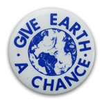 A button from the 1970 Teach-In on the Environment. (Photo courtesy John Russell.)