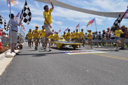 U-M's Infinium solar car crossed the finish line a winner. (Photo: Alex Dowling.)