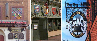 The long-standing influence of Germans in Ann Arbor showed up at places like (l to r) the Heidelberg, Metzger's and the Old German.