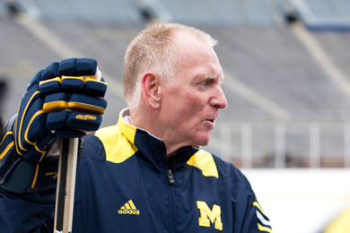Players credit long-time head coach Red Berenson with developing their skills and work ethics to NHL levels. (Photo: Eric Bronson, U-M Photo Services.)