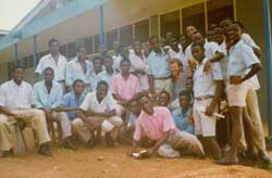 Arbic with his students. 'I remember telling people the best students there could do well at the best institutions here,' he says, 'but they just don't have the opportunity.' (Photo courtesy Brian Arbic.)