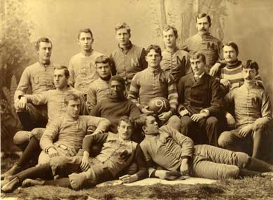 Michigan football players in a team photo from 1890