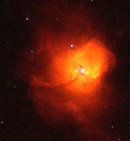 N81 in the Small Magellanic Cloud A NASA Hubble Space Telescope "family portrait" of young, ultra-bright stars nested in their embryonic cloud of glowing gases. (NASA)