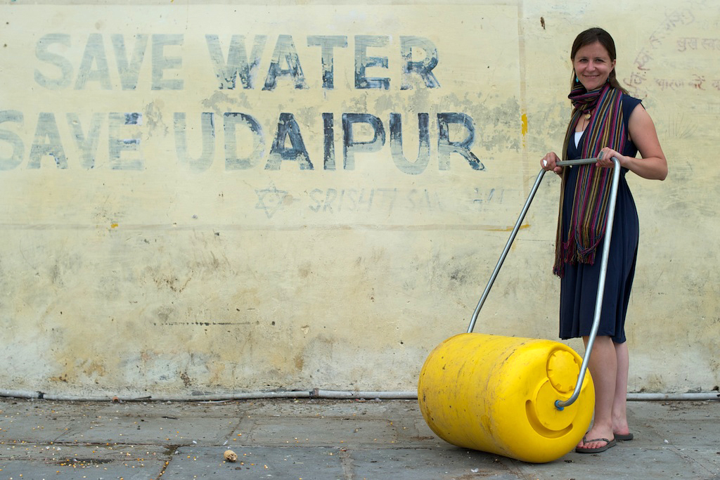 Cynthia Koenig with a WaterWheel. Image credit: Josh Dick