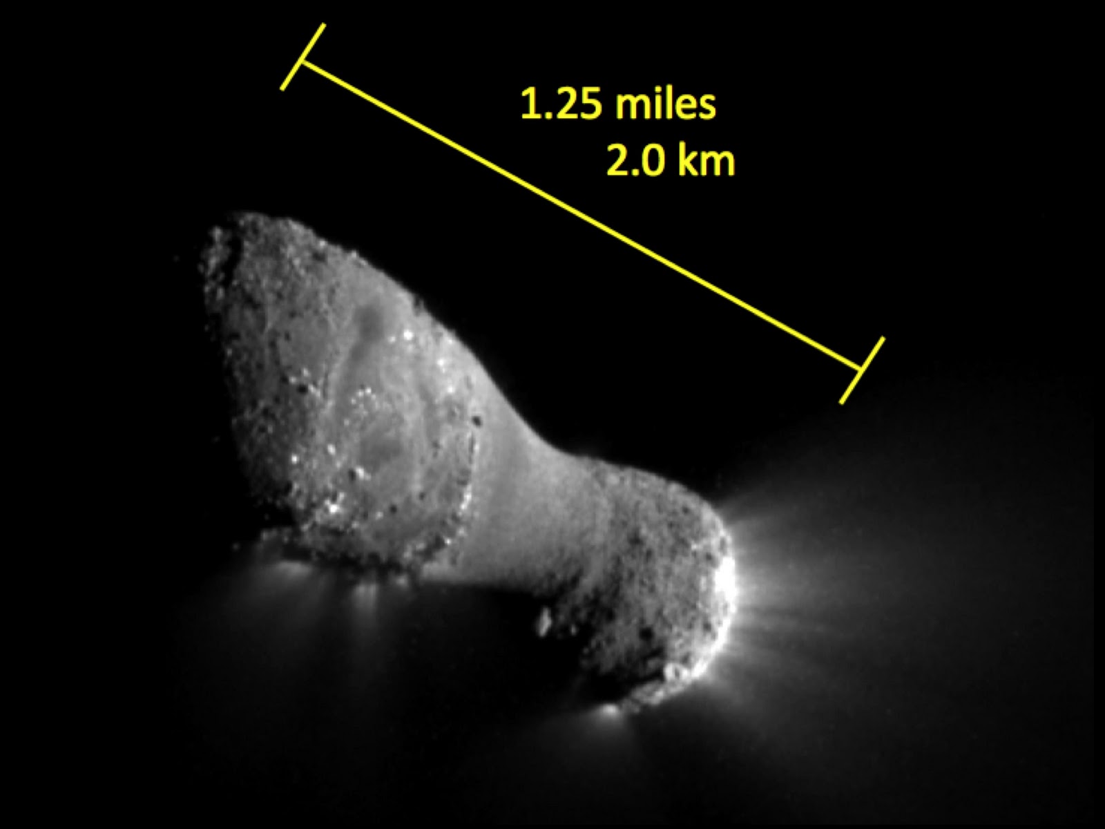 Comet Hartley, as imaged by NASA's EPOXI spacecraft. Credit: NASA 