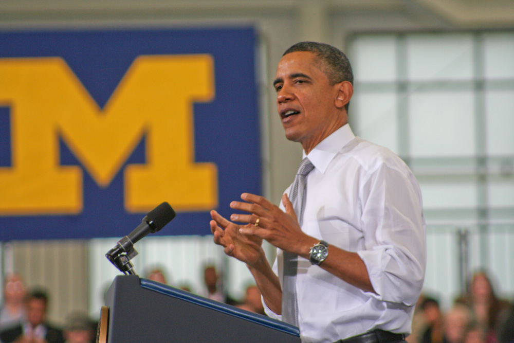 President Barack Obama returned to the University of Michigan for the second time during his administration.