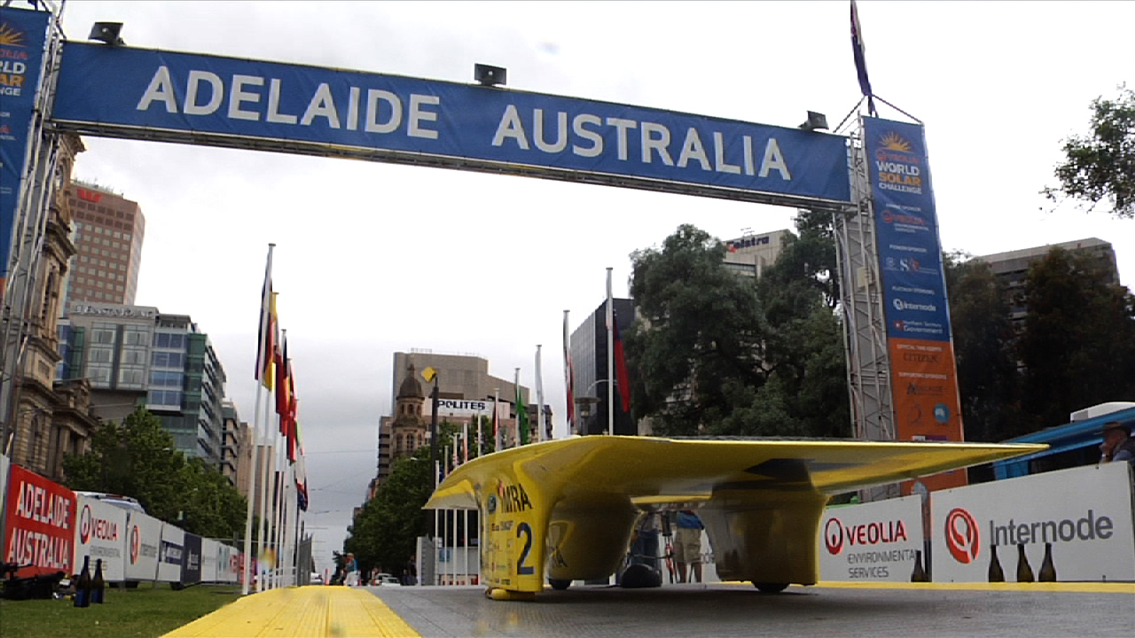 U-M's solar car Quantum in Austalia