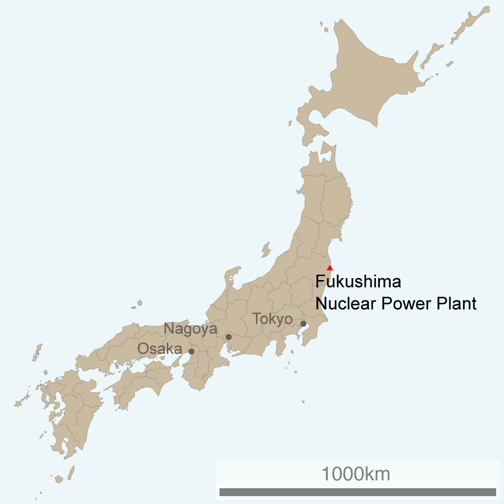 Location of Fukushima Daiichi nuclear power plant, Japan. Image credit: Wikimedia Commons