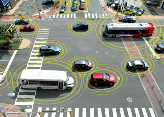 Connected vehicles can help prevent crashes at busy intersections. Image credit: Department of Transportation