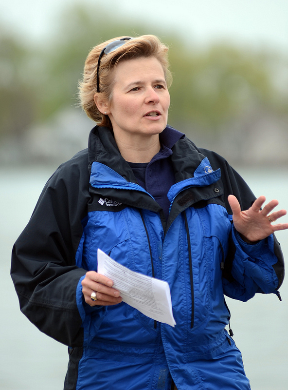 Jennifer Read, acting director of Michigan Sea Grant, on the St. Clair River northeast of Detroit. Image courtesy of U-M's SNRE