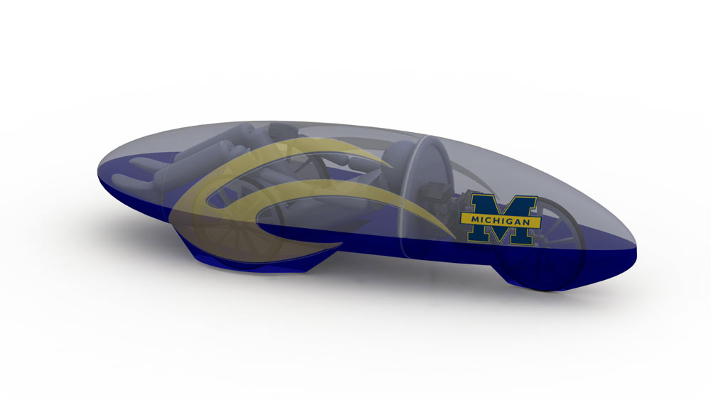 A concept drawing of the U-M Supermileage team's vehicle. Courtesy of the U-M Supermileage team