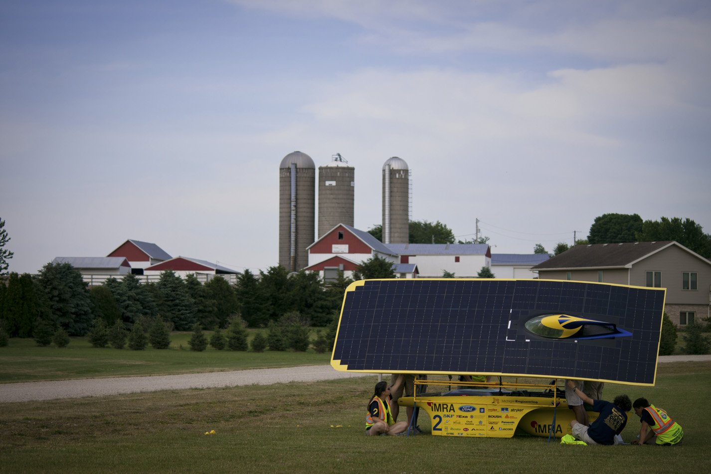 Charging the array in Wisconsin during a practice day before the American Solar Challenge, can't wait for July 14th! Image credit: Diane Thach, solar car team photographer