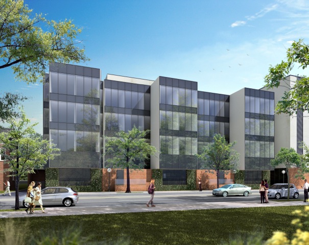 Rendering of the ISR-Thompson building addition, facing Division Street.