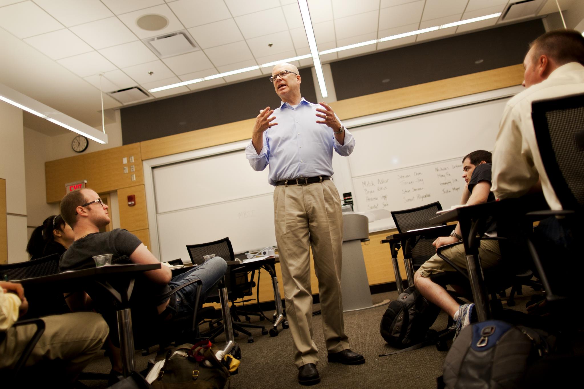 Brian Tolle, partner at The Re-Wired Group, lectures during the bootcamp of the Master of Entrepreneurship program at the University of Michigan. Photo by Joseph Xu