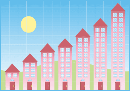 Vector chart showing rising cost of homes. (stock image)