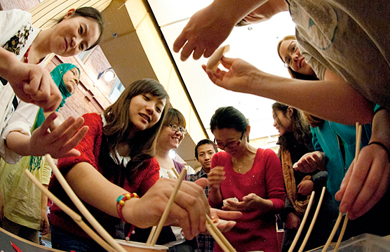 Student met in the Dana Building's Ford commons to celebrate the Lunar New year, with a feast of homemade dumplings and other treats. Image courtesy of the U-M School of Natural Resources
