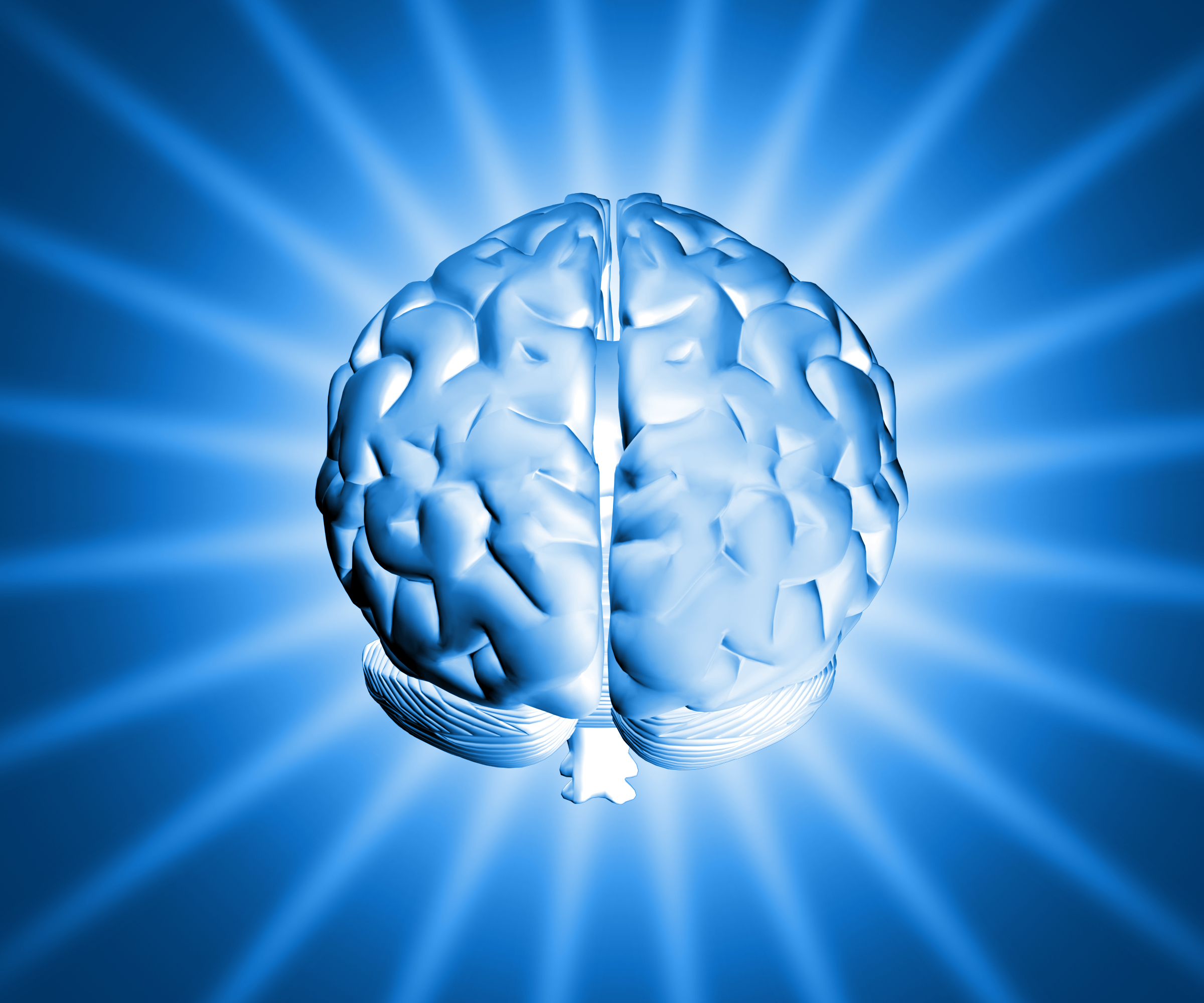 Image of a brain with light rays. Image credit: sxc.hu user artM