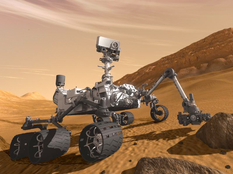 Artist rendering of NASA's Mars Science Laboratory Curiosity rover, a mobile robot for investigating Mars. Image credit: NASA/JPL-Caltech