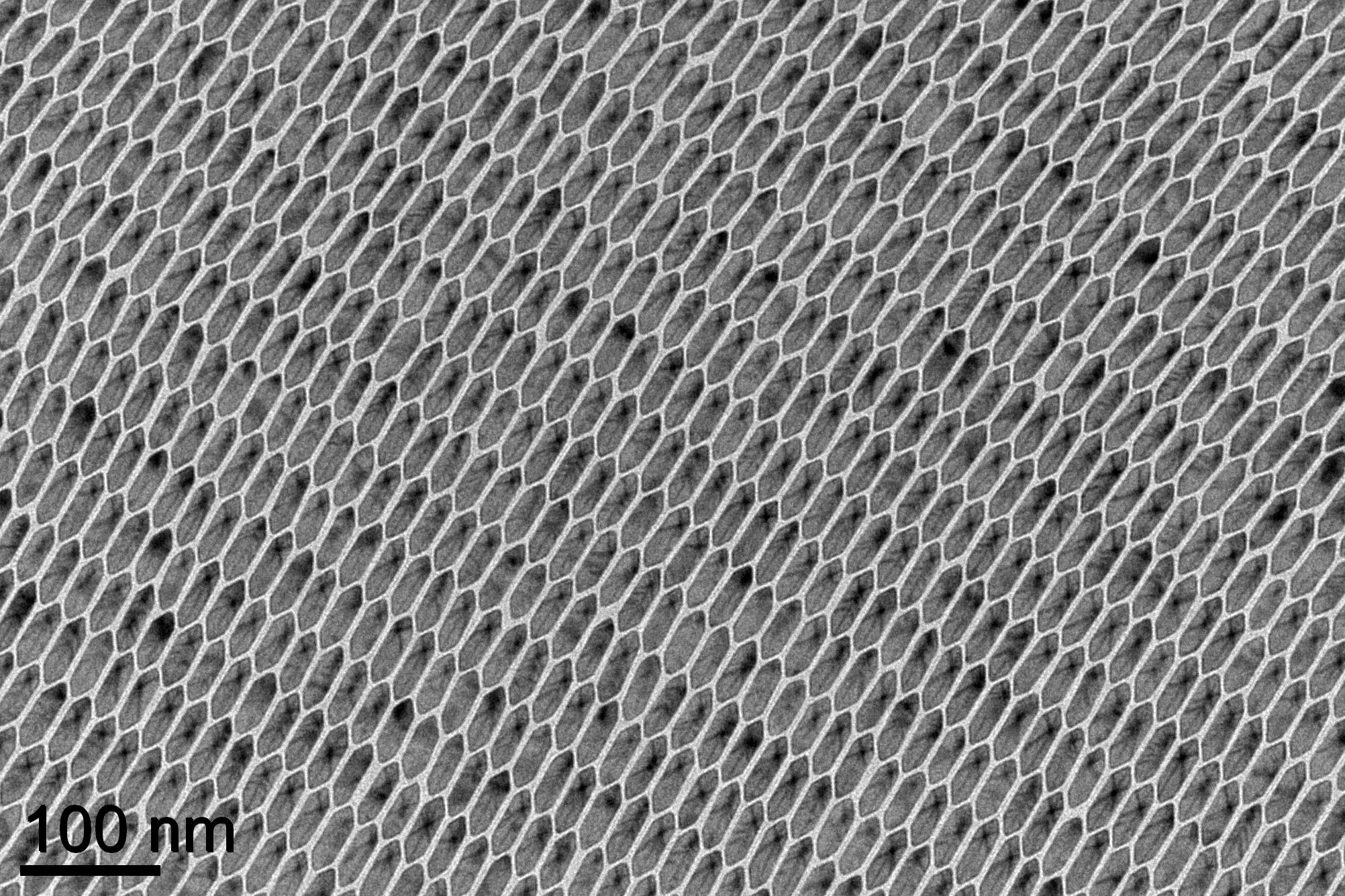 Hexagon-shaped nanoplates. Credit: Xingchen Ye