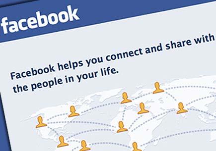 A cropped and skewed screenshot of Facebook.com