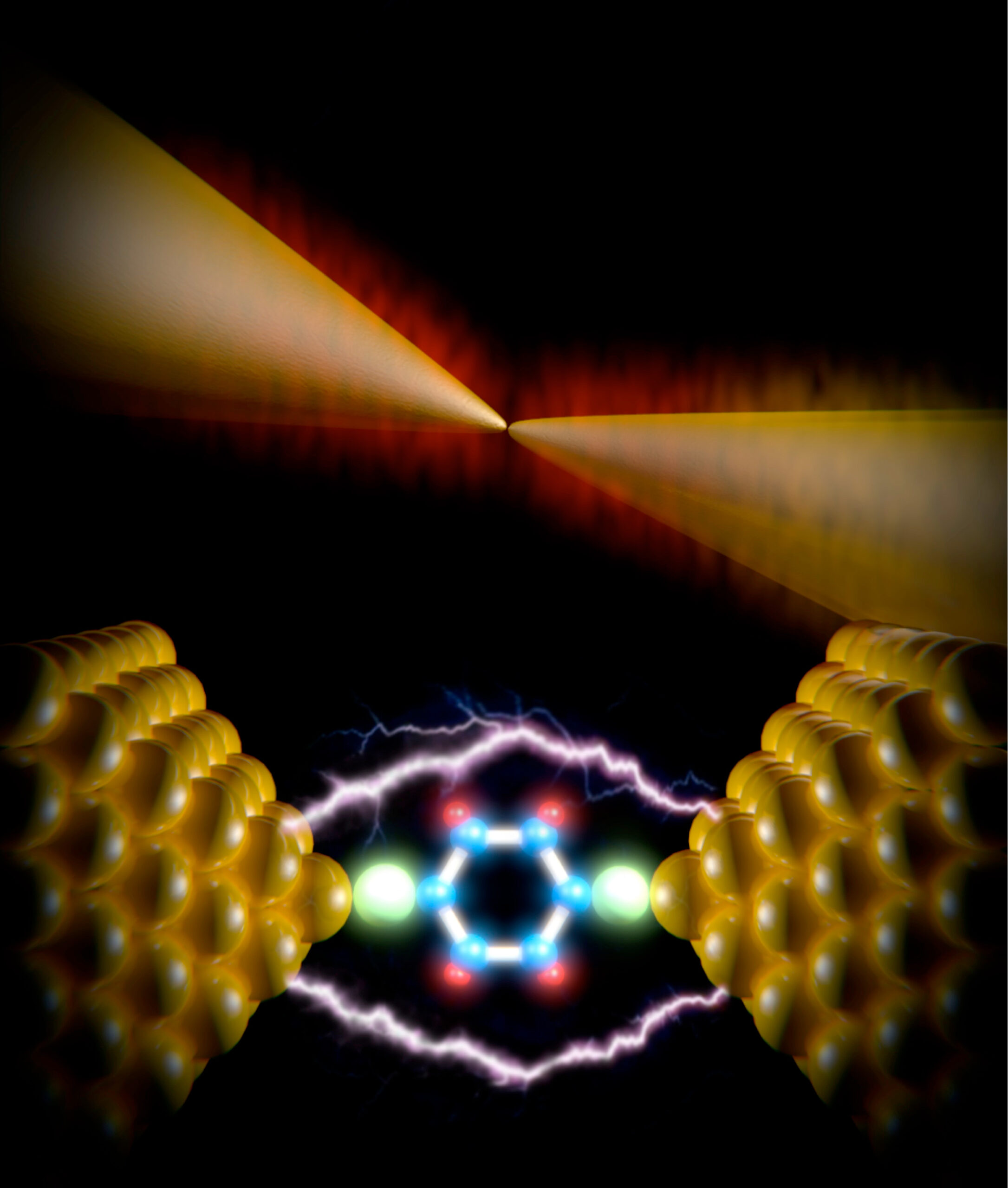 An artist's representation of atomic-scale heat dissipation, which poses a serious obstacle to the development of novel nanoscale devices. University of Michigan engineering researchers have, for the first time, established a general framework for understanding heat dissipation in several nanoscale systems. Image credit: Enrique Shagun, Scixel