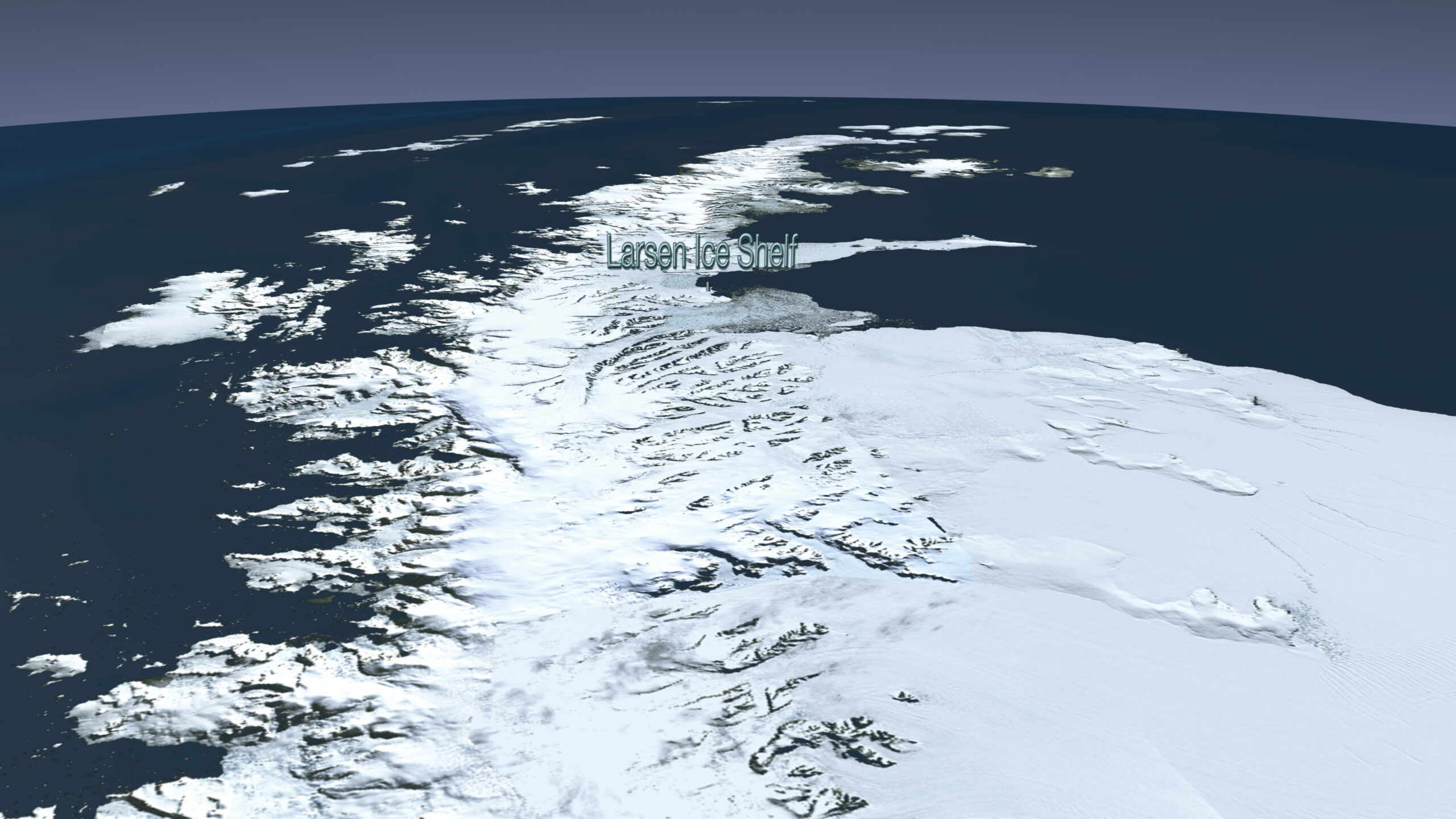 The Larsen B ice shelf began disintegrating around Jan. 31, 2002, and eventually collapsed into the Weddell Sea. University of Michigan researchers have devised a new model of iceberg calving that can mirror this event. Credit: NASA