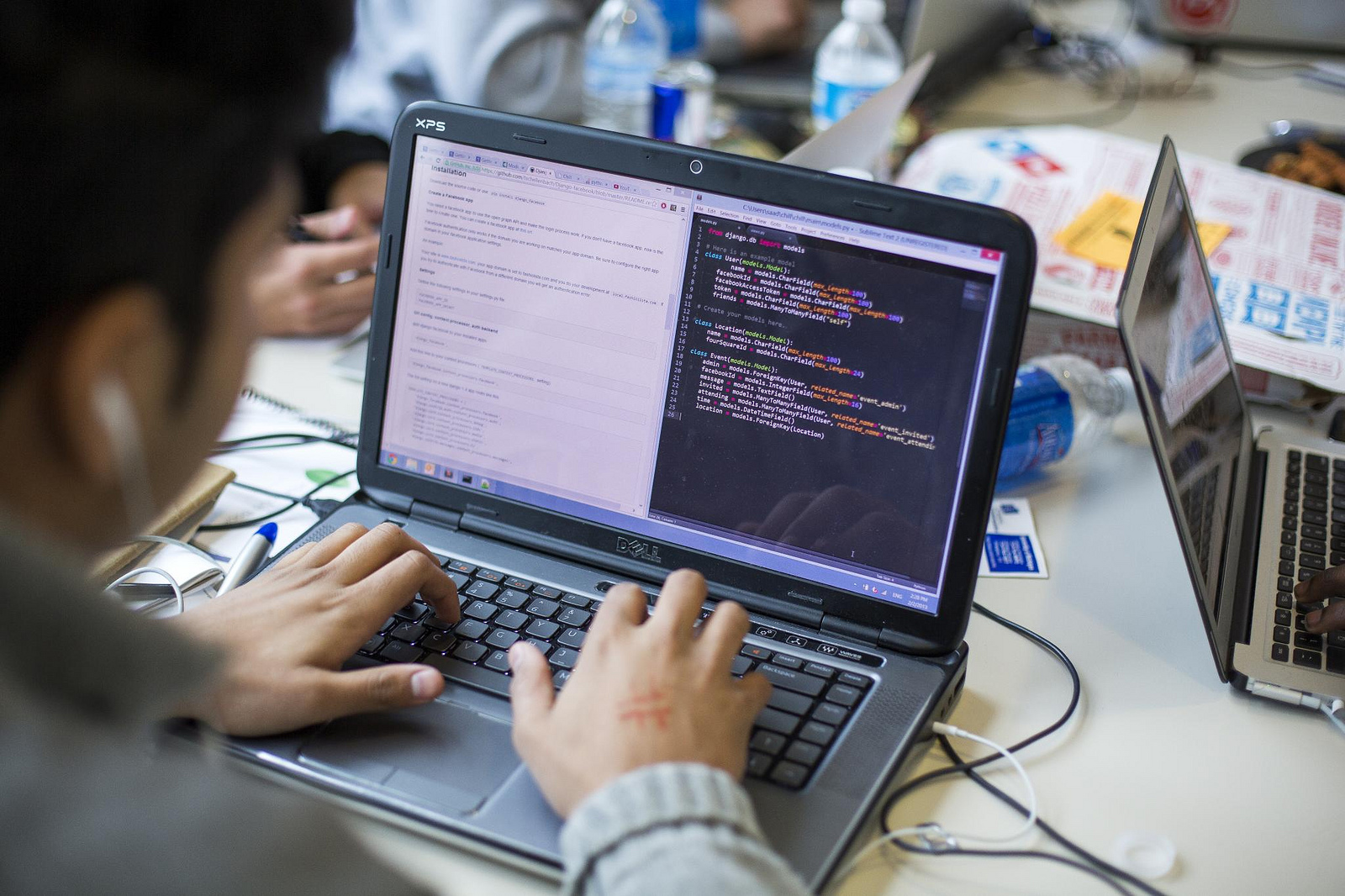 A student editing code at the 2012 Hackathon. Image credit: Joseph Xu, Michigan Engineering Communications & Marketing