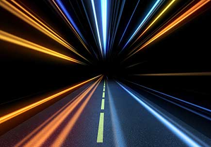 Abstract image depicting high-speed travel on a highway. (stock image)