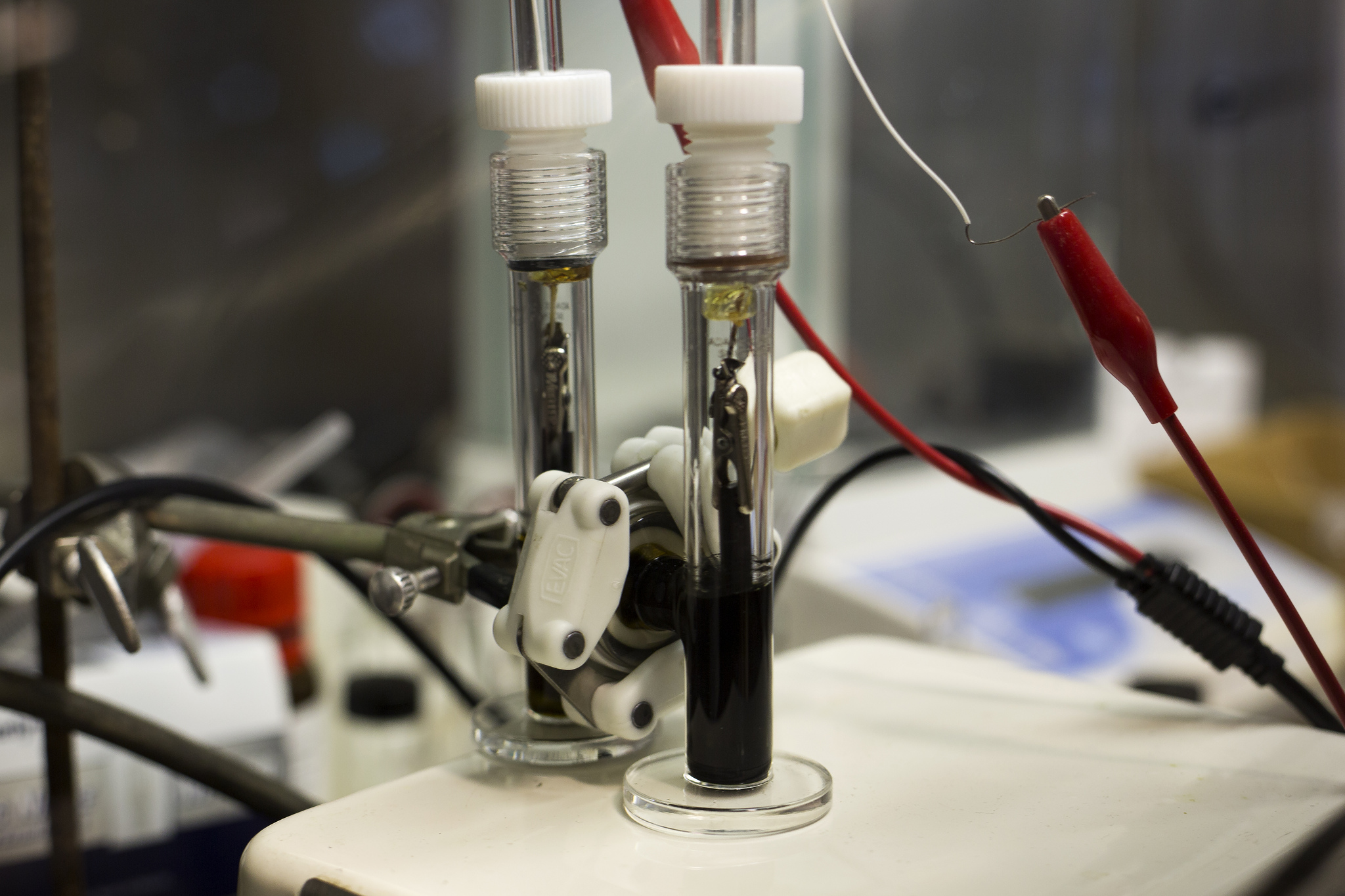   A constructed battery cell in the Phoenix Memorial Laboratory. Image credit: Joseph Xu