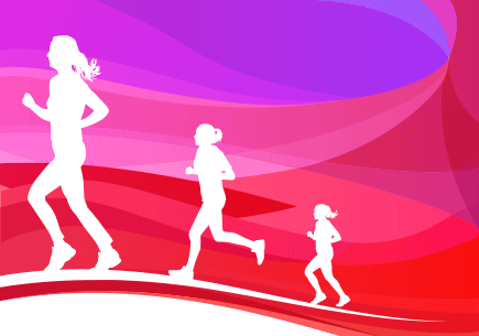 Abstract illustration of three female runners. (stock image)