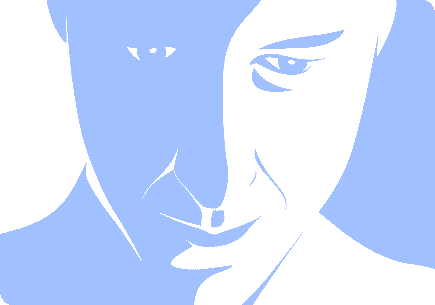 Abstract illustration of an unhappy male face. (stock image)