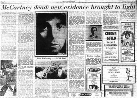 Paul is dead article from the Michigan Daily.