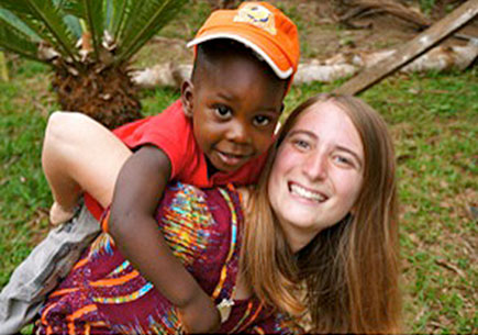 Peace Corps volunteer Marissa Falk in her community in Cameroon. Image courtesy Marissa Falk