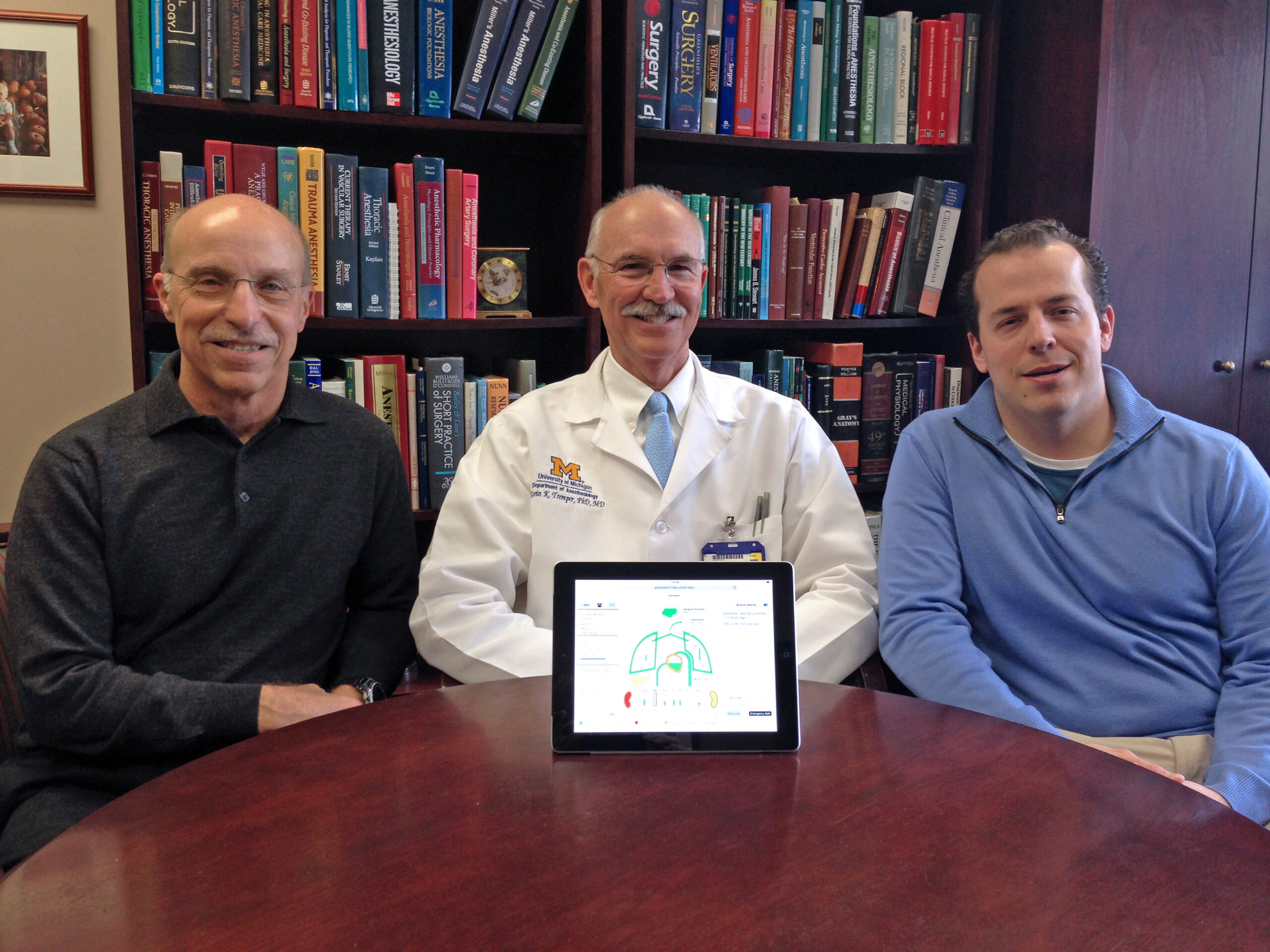 Pictured from left: Dr. Bagian, Dr. Tremper, and Justin Adams