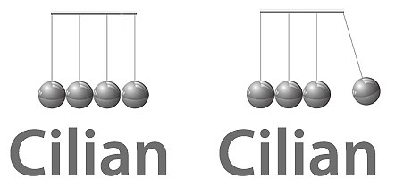 A comparison of two logos for fictional company Cilian.