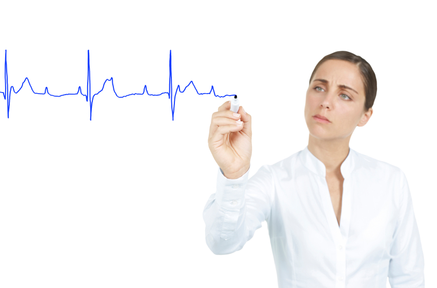 Businesswoman drawing chart heart beat. (stock image)