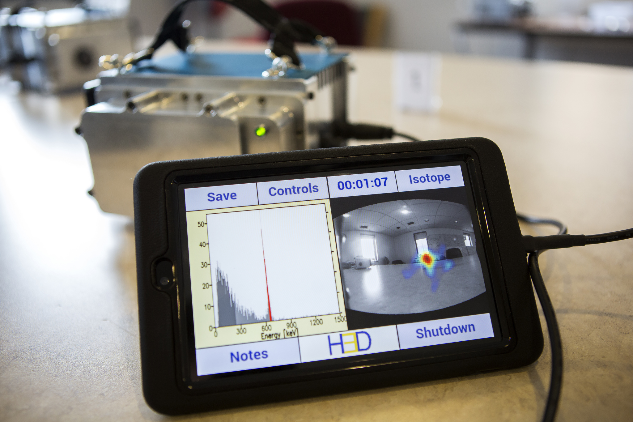 Polaris-H, a commercialized radiation detector created by a team of University of Michigan alumni and Professors.  Image credit: Joseph Xu, Michigan Engineering Communications & Marketing
