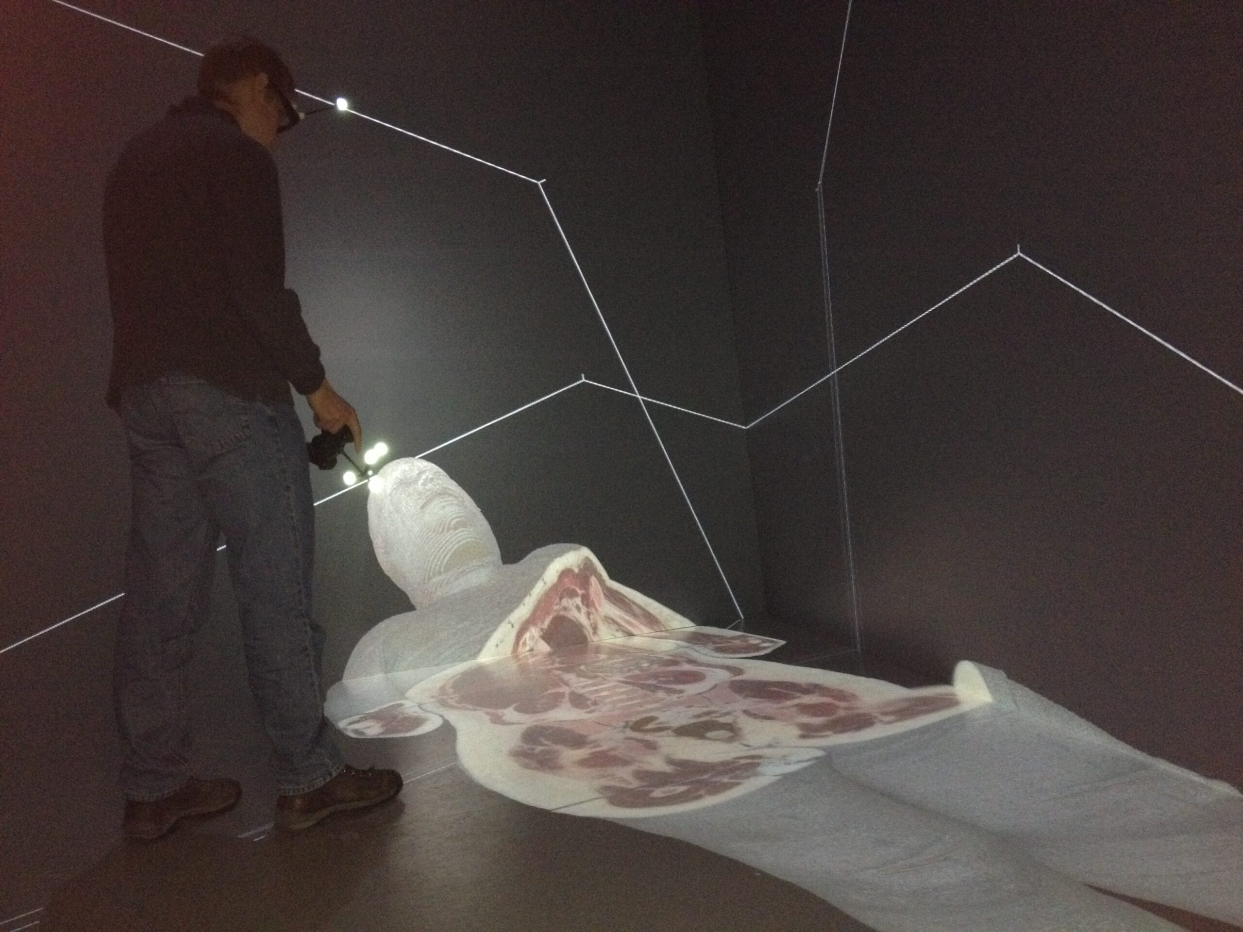 MIDEN employee dissects the 3D cadaver. Image credit: Laura Bailey