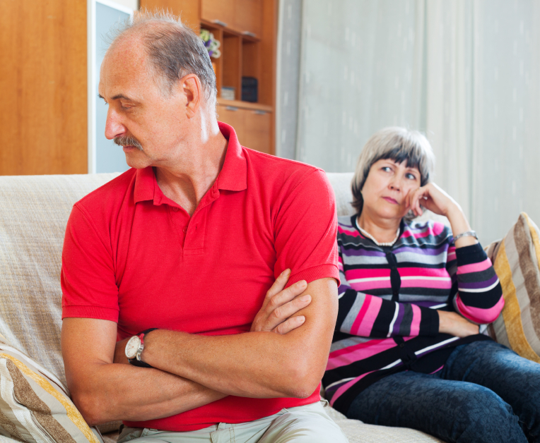 An older couple after an argument. (stock image)