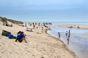 Beachgoers at Hoffmaster State Park, Muskegon, Mich., Lake Michigan. Image credit: Michigan Sea Grant
