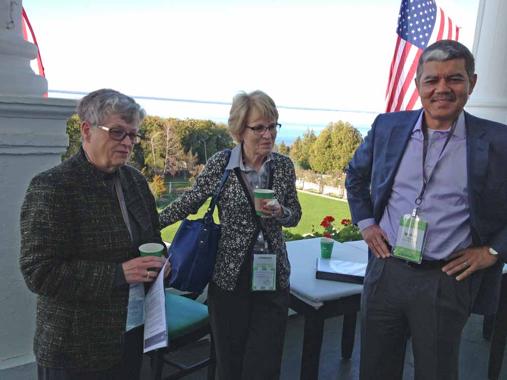  MSU President Lou Anna Simon, U-M President Mary Sue Coleman and Wayne State President Roy Wilson discuss the URC water report at the Mackinac Policy Conference. Image credit: Laura Lessnau