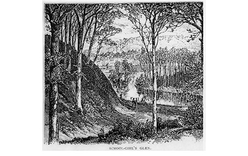 This 19th-century lithograph, published in an 1871 edition of Scribner’s Magazine, captures the glen's sublime appeal.