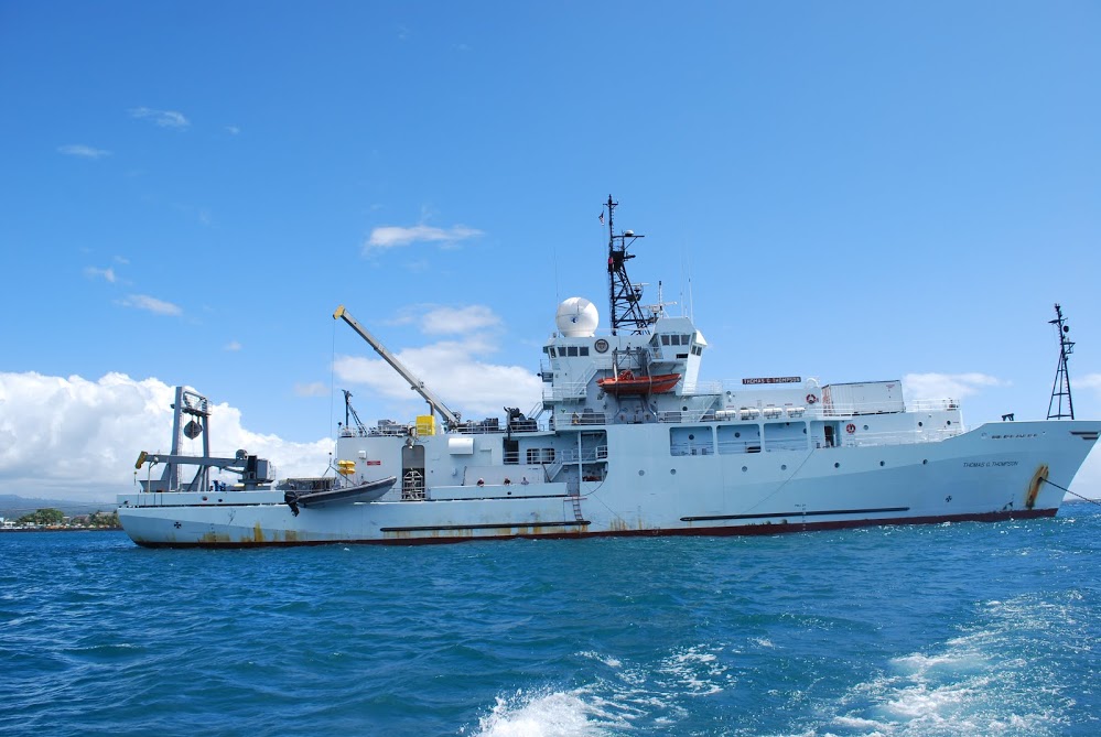 The research vessel Thomas G. Thompson, which visited hydrothermal vent sites in the western Pacific Ocean Photo by Lucia Upchurch.