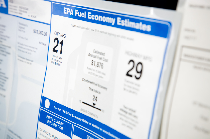 Fuel economy information sheet. (stock image)