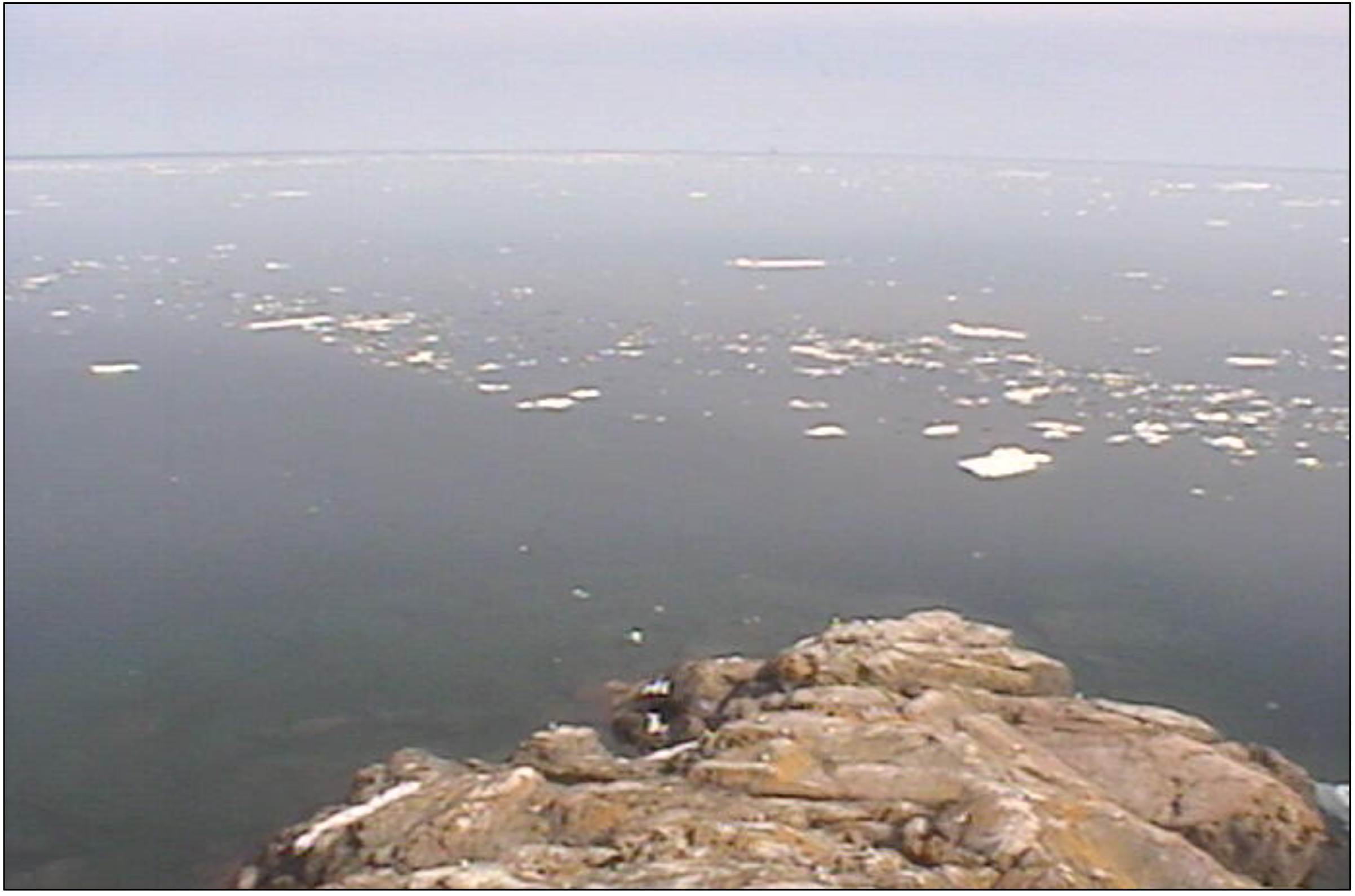 Photo from Granite Island Light Station on May 30, showing lingering ice on Lake Superior. Image credit: Great Lakes Evaporation Network (GLEN)