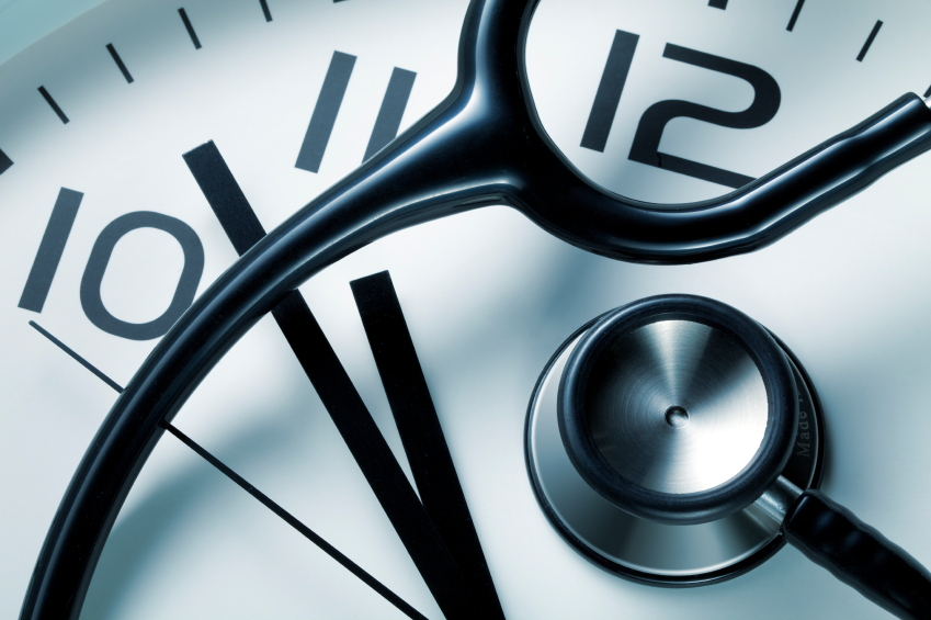 Clock with stethoscope. (stock image)