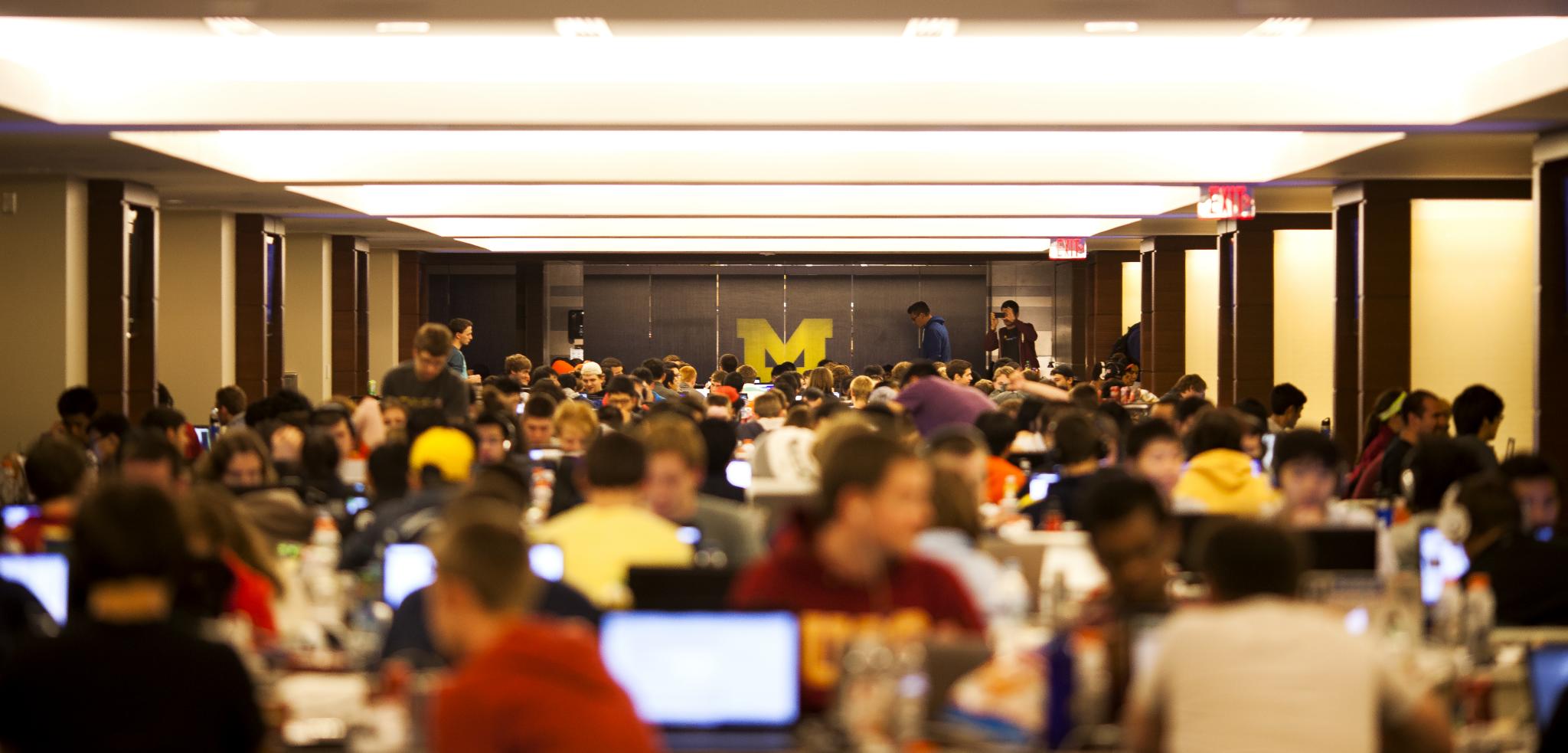 Hackers hack during the MHacks Hackathon 2013 in the Big House on September 21, 2013 in Ann Arbor, MI.     Photo: Joseph Xu, Michigan Engineering Communications & Marketing