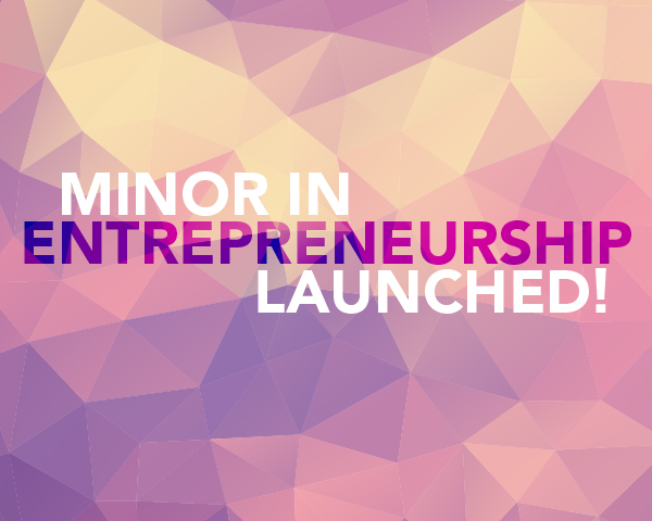 Abstract graphic with text: Minor in Entrepreneurship launched